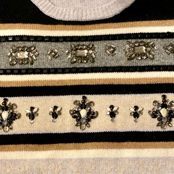 J. Crew Fair Isle jeweled crew neck wool sweater- size large - Picture 4 of 7